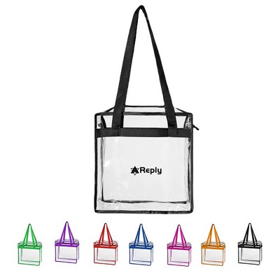 Clear PVC Stadium Tote Bag with Zipper & Handle