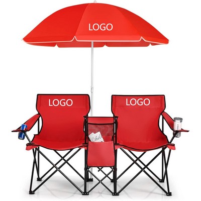 Recyclable Oxford Cloth Twin Camp Seat With Thermal Box And Umbrella