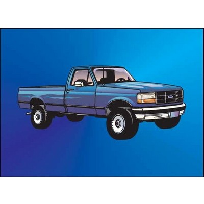 Blue Pick Up Truck Rectangle Badge w/ Bar Pin (2"x3")