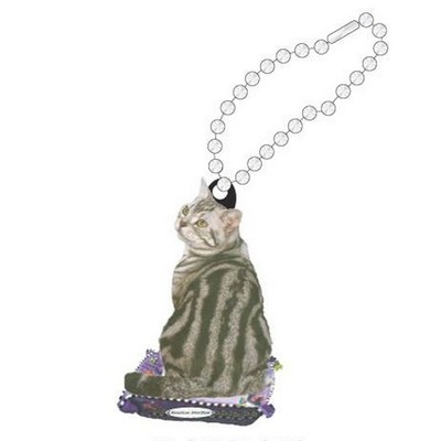 American Shorthair Cat Promotional Key Chain w/ Black Back (2 Square Inch)
