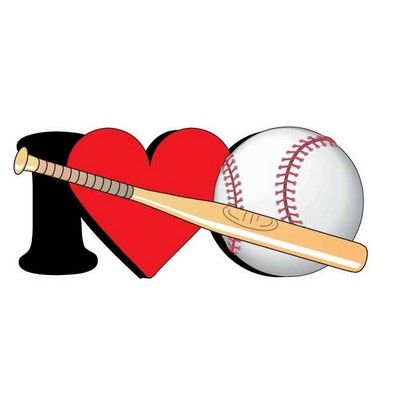 I Love Baseball w/ Bat Maxi Magnet (3 Square Inch)