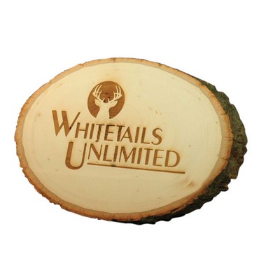 7"x9" Oval Natural Bark Wooden Plaque