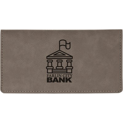 Checkbook Cover, Gray Faux Leather