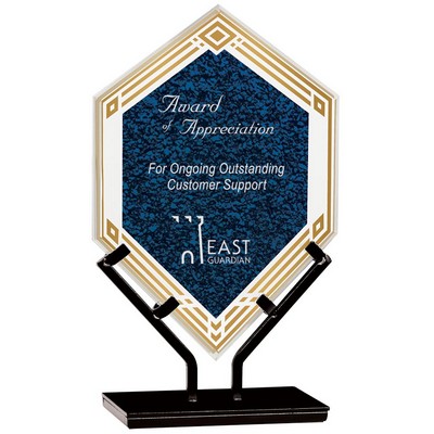 9½" Blue Infinity Double Diamond Acrylic Award w/Iron Stand