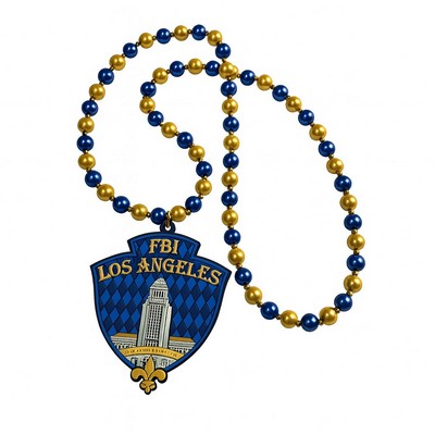 Custom Beaded Medallion Lanyard-Pearl