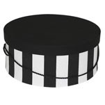 Black & White Wide Stripe Hat Box (13 1/2"x11 1/2"x6 1/2")