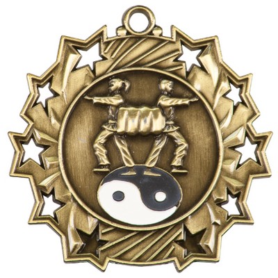 2 1/4" Ten Star Antique Finish Medal-Martial Arts