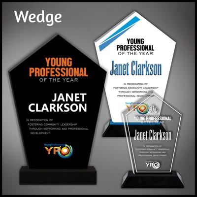 13" Wedge Clear Budget Line Acrylic Award on a Black Base
