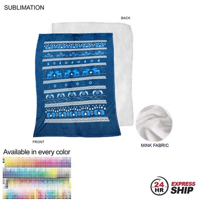 24 Hr Express Ship-Plush and Cozy Mink Flannel Fleece Blanket, Sublimated Edge to Edge (60"x80")