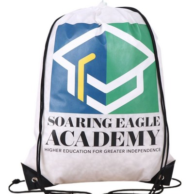 Premium 210D Polyester Full Color Drawstring Bag w/ Reinforced Edge (14" x 18")