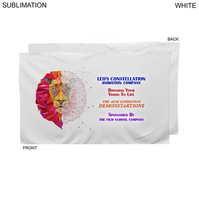 Plush and Soft White Velour Terry Cotton Blend Hand, Sports Towel Sublimated Full Color Logo 15"x25"