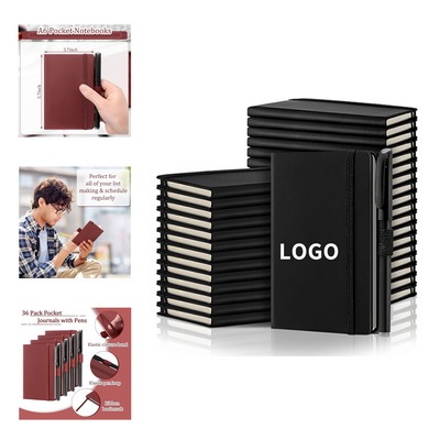 3.7 x 5.7" 100 Lined Pages 50 Sheets Ruled Pocket Notebook Journals with Pens