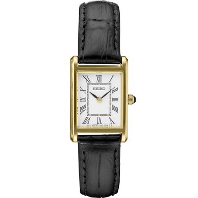 Seiko Ladies' Watch with Black Leather Strap