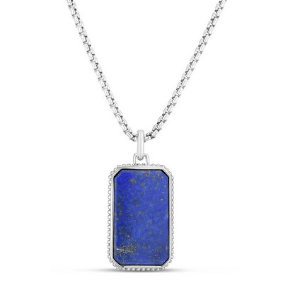 Jilco Inc. Sterling Silver & Lapis Tag Necklace