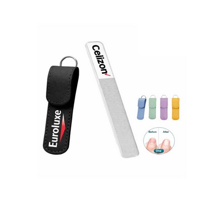 Nano Glass Nail File in PU Leather Case with Key Ring
