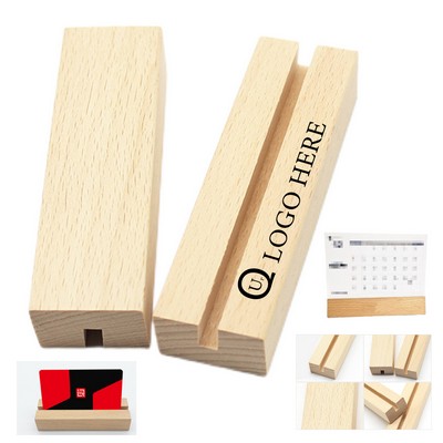 Multi-Functional U-Slot Wooden Business Card Stand