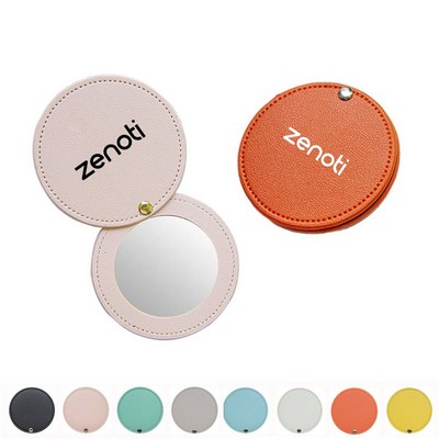 PU Leather Compact Folding Vanity Mirror