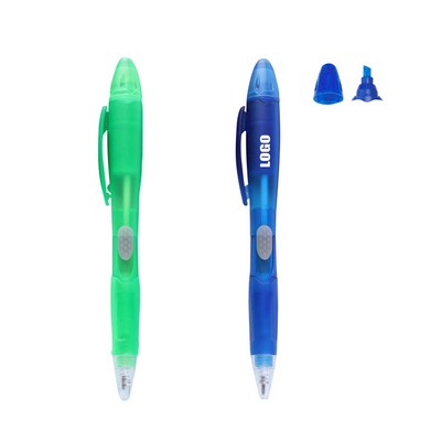 Translucent Barrel Pen with Highlighter