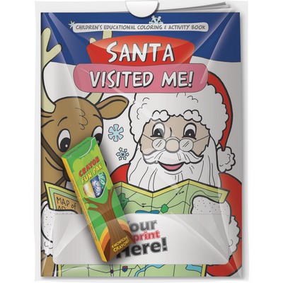Combo Pack - "Santa Visited Me!" Coloring Book & 4-Pack of Crayon (Imprinted) in a Poly Bag