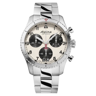 Alpina Men's Startimer Stainless Steel Bracelet Watch White Dial