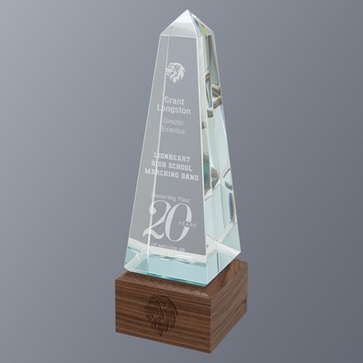 Obelisk Sierra Glass on Walnut Base Series, Large (3-1/8"x 10"H)