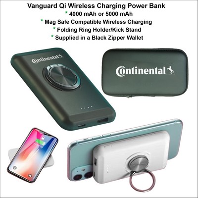Vanguard Qi Wireless Charging Power Bank 5000 mah Mag Safe with Ring Stand