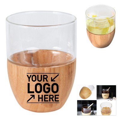 10 Oz. Glass Tea Cup With Bamboo Base