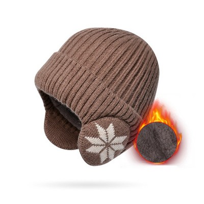 Winter Warm Knitted Beanie Hat Fleece Lined Thickened Outdoor Cycling Ear Protection