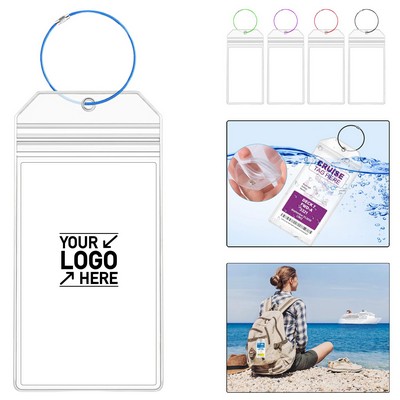 Clear PVC Luggage Tag Holder w/ Steel Cable
