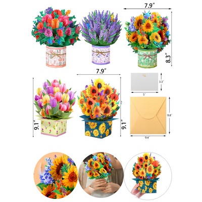 Custom Paper Flower Bouquet Pop Up Cards