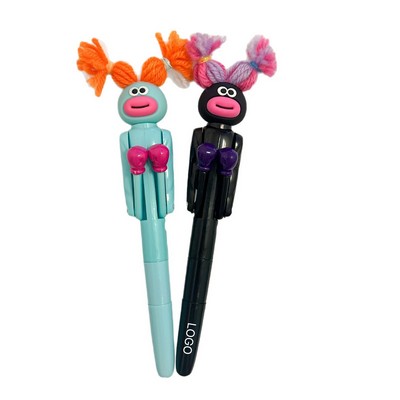 Wild-Haired Punching Puppet Pen Interactive Cartoon Boxing Fidget Pen High-Aesthetic "Frazzled"