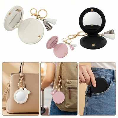 Tassel Keychain Compact Mirror