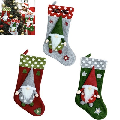 Burlap Buffalo Plaid Christmas Stocking Gnome Set