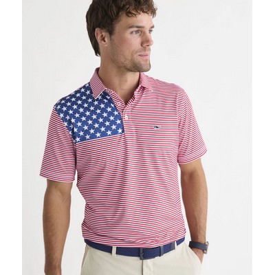 Vineyard Vines Men's Performance American Flag Sankaty Polo