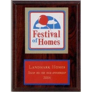 Simulated Walnut Roman Cove Plaque w/ Logo Applied to Plate (5"x7")