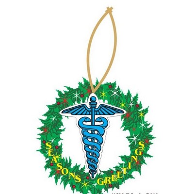 Caduceus Promotional Wreath Ornament w/ Black Back (4 Square Inch)