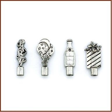 3" Stainless Steel Cocktail Pick W/ 3/4" Topper (Set of 4)
