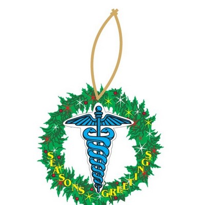 Caduceus Promotional Wreath Ornament w/ Black Back (10 Square Inch)