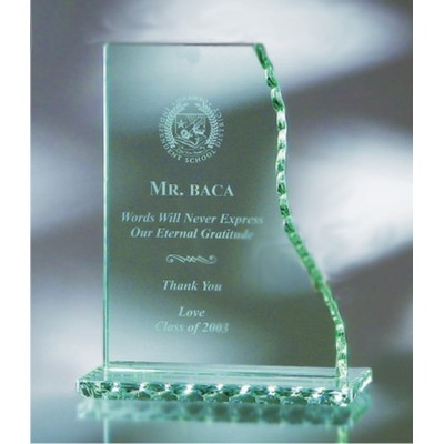 7.5" Jade Glass Vertical Wave Award w/Pearl Edge