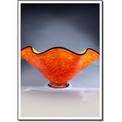 Sun Fire Art Glass Bowls w/ Marble Base (14.5"x10.5")