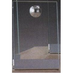 Clear Glass Plaque Award w/Silver Baseball Accent, Silver Plastic Mounts & Base (4"x6.5")