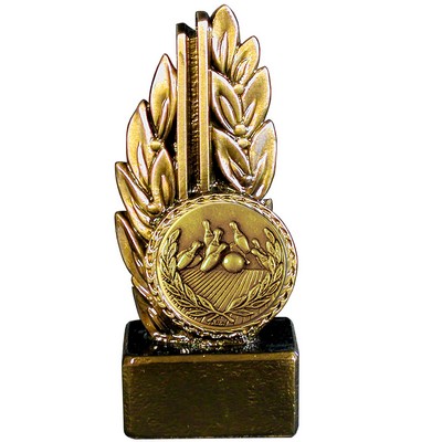 Stock 7" Laurel Trophy With 2" Bowling Coin and Engraving Plate