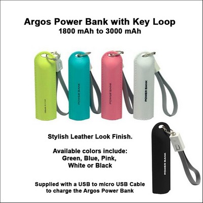 Argos Power Bank with Key Loop - 2600 mAh