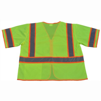 Two Tone Economy ANSI Class 3 Safety Vest with Zipper Front Closure