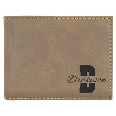 Leatherette Bi Fold Wallet w/Flip ID Display