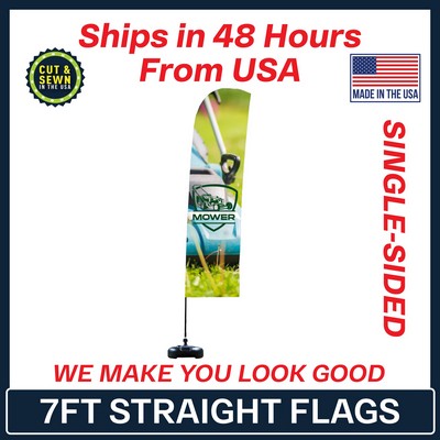 7' Single Sided Premium Straight Flag with Plastic Water Base & Carry Bag - Made in the USA