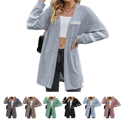 Women Long Sleeve Open Front Loose Casual Lightweight Kimono Cardigan
