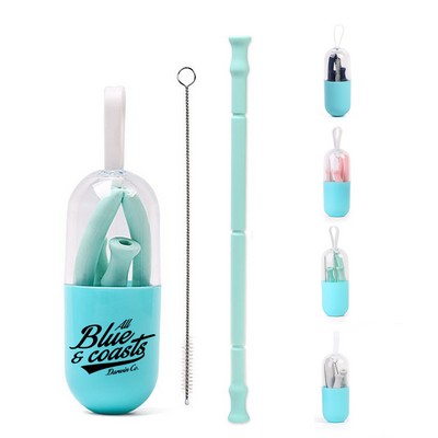 Reusable Silicone Straw with Case