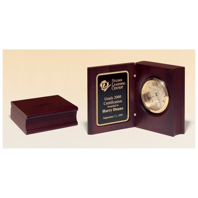 Hand Rubbed Mahogany Finish Book Clock w/ Spun Dial