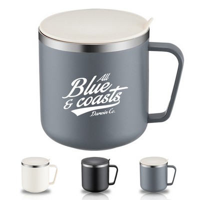 13 Oz Insulated Coffee Mug with Handle and Lid